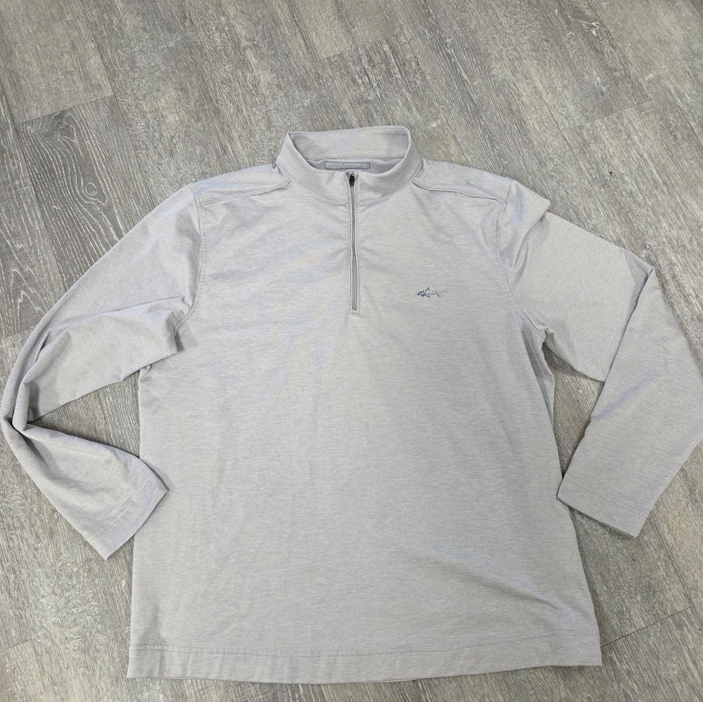 Greg Norman Shark 1/4 Zip Performance Micro Fleece Ligh Grey Golf Shirt Men's L